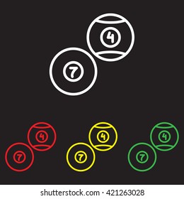 Web line icon. Billiards, balls for billiards