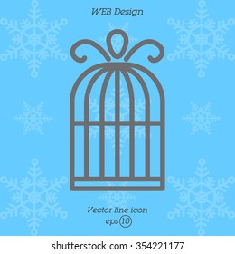 Web line icon. Birdcage. 