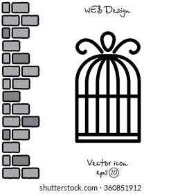 Web line icon. Birdcage. 