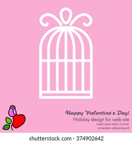 Web line icon. Birdcage. 