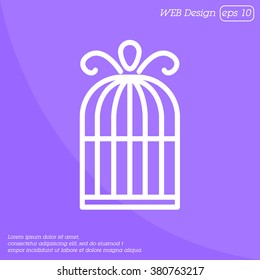 Web line icon. Birdcage. 