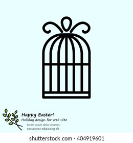 Web line icon. Birdcage. 