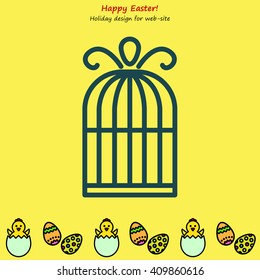 Web line icon. Birdcage. 