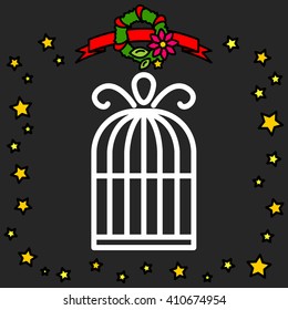 Web line icon. Birdcage. 