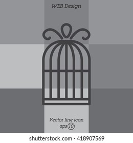Web line icon. Birdcage. 