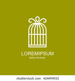 Web line icon. Birdcage. 