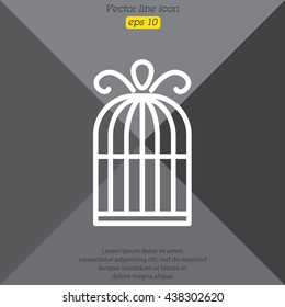 Web line icon. Birdcage. 