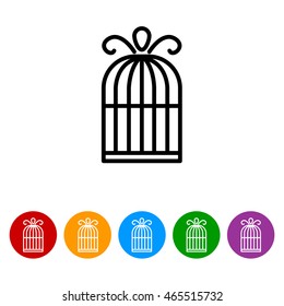 Web line icon. Birdcage. 