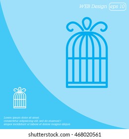 Web line icon. Birdcage. 