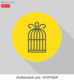 Web line icon. Birdcage. 