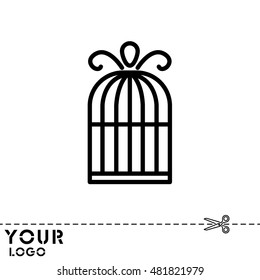 Web line icon. Birdcage. 