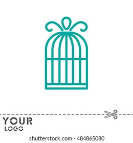 Web line icon. Birdcage. 