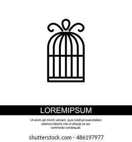 Web line icon. Birdcage. 