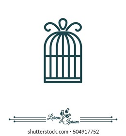 Web line icon. Birdcage. 