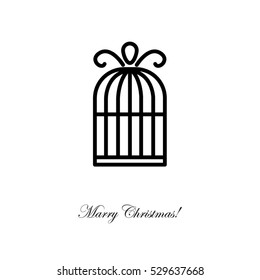 Web line icon. Birdcage. 