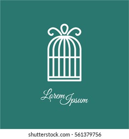 Web line icon. Birdcage. 