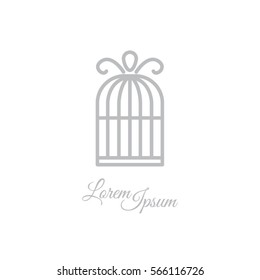 Web line icon. Birdcage. 