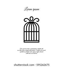 Web line icon. Birdcage. 