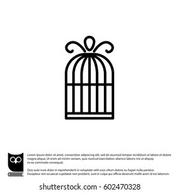 Web line icon. Birdcage. 