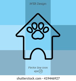 Web line icon. Booths for dogs, Animal House