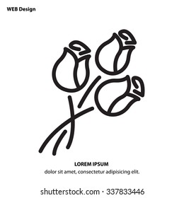 Web line icon. Bouquet of roses.
