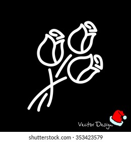 Web line icon. Bouquet of roses.
