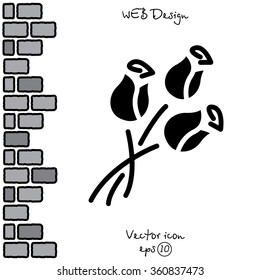 Web line icon. Bouquet of roses.