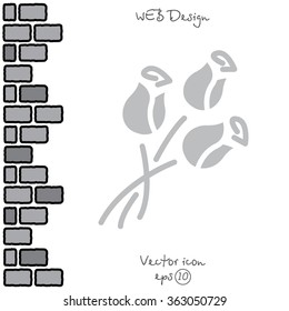 Web line icon. Bouquet of roses.