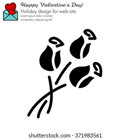 Web line icon. Bouquet of roses.