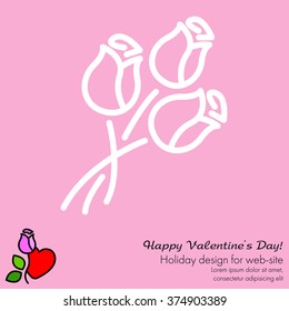 Web line icon. Bouquet of roses.