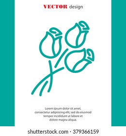 Web line icon. Bouquet of roses.