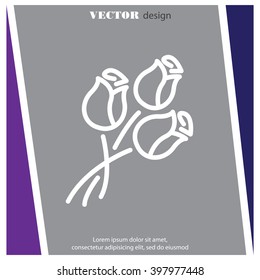 Web line icon. Bouquet of roses.