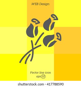 Web line icon. Bouquet of roses.
