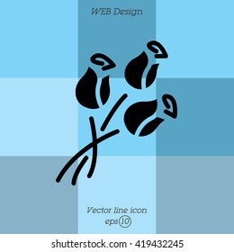 Web line icon. Bouquet of roses.