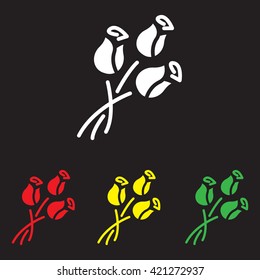 Web line icon. Bouquet of roses.