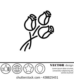 Web line icon. Bouquet of roses.
