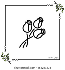 Web line icon. Bouquet of roses.