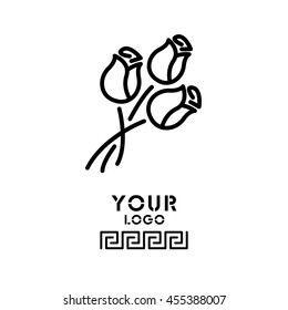 Web line icon. Bouquet of roses.
