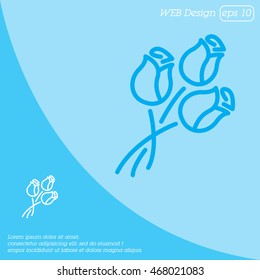Web line icon. Bouquet of roses.