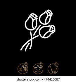 Web line icon. Bouquet of roses.