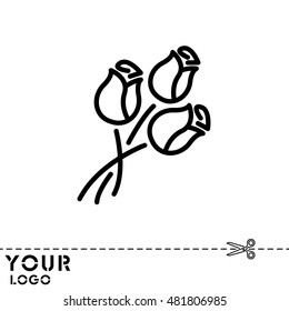 Web line icon. Bouquet of roses.