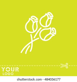 Web line icon. Bouquet of roses.