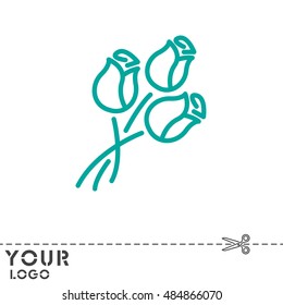 Web line icon. Bouquet of roses.
