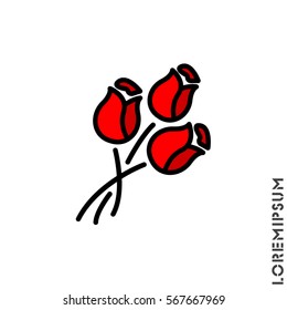 Web line icon. Bouquet of roses.
