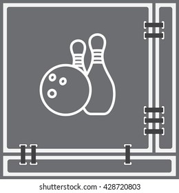 Web line icon. Bowling, ball and skittles