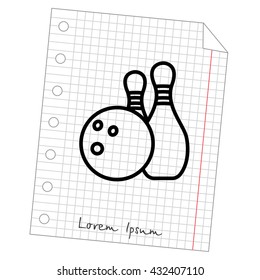 Web line icon. Bowling, ball and skittles