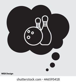 Web line icon. Bowling, ball and skittles
