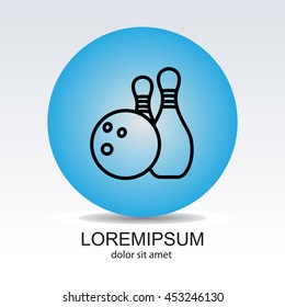 Web line icon. Bowling, ball and skittles