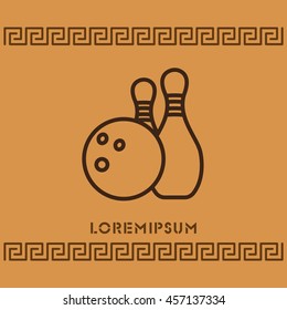 Web line icon. Bowling, ball and skittles