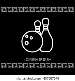 Web line icon. Bowling, ball and skittles